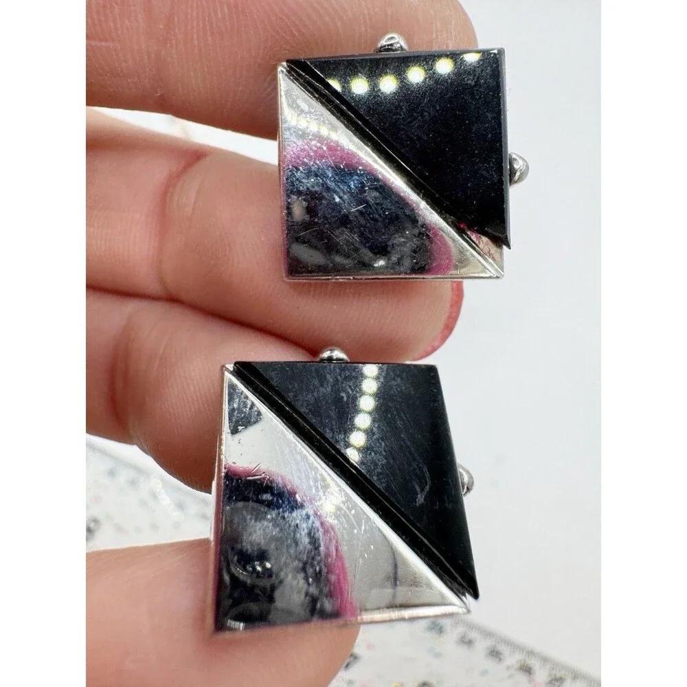 Swank Vtg Black And Silver Tone Cufflinks 2 Pairs MCM Formalwear Prom Wedding